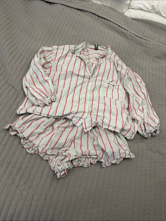 Anthropologie Other - Anthropologie Pink and White Striped Two-Piece Pajama Set